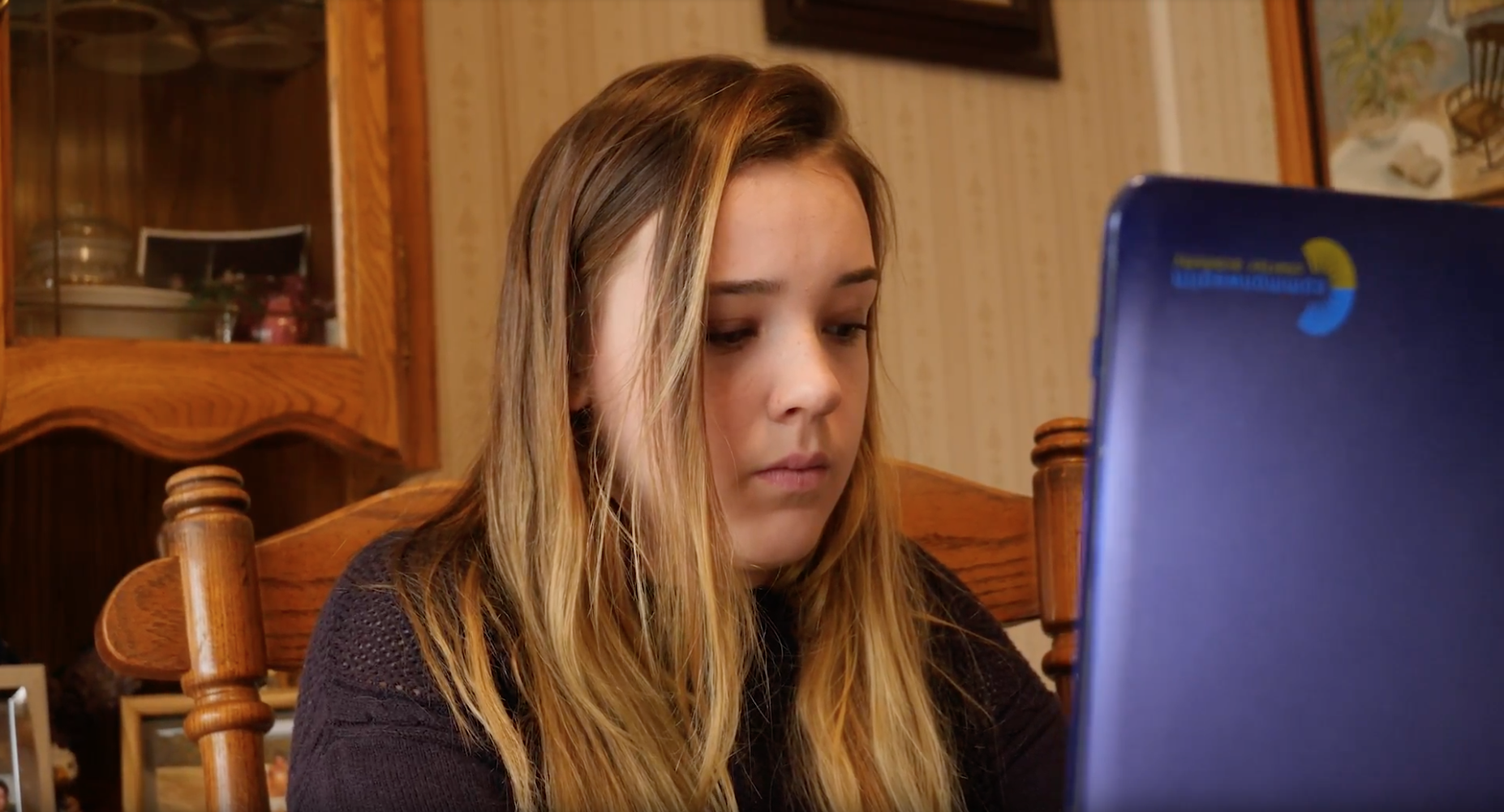 A student studying on the computer.