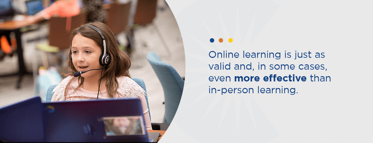 Graphic: Online learning is just as valid as in-person learning.