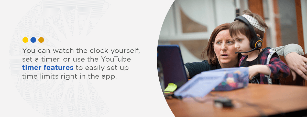 Graphic: use the YouTube timer features tp easily set up time limits in the app