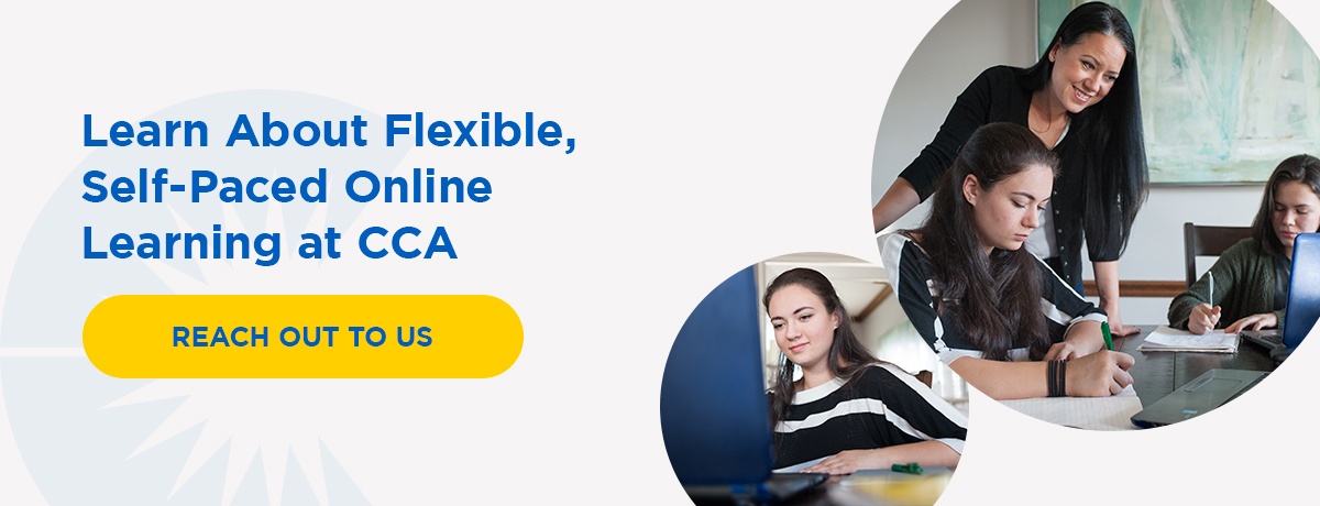 Graphic: learn about flexible, self-paced online learning at CCA