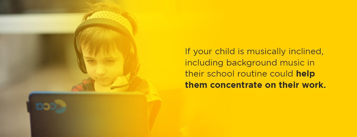 Graphic: If your child is musically inclined, include background music to help them concentrate