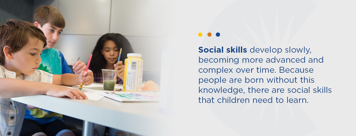 Social skills develop slowly and become more complex over time