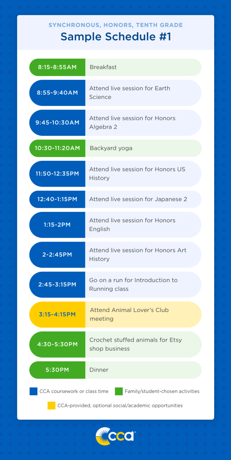 Online High School Sample Schedule CCA