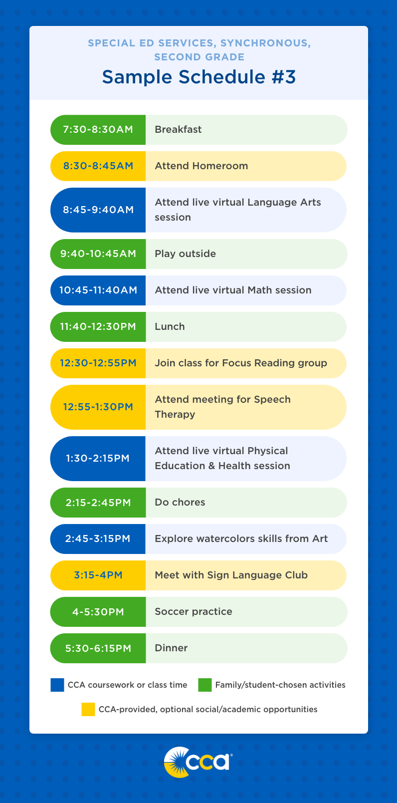 second grade sample schedule